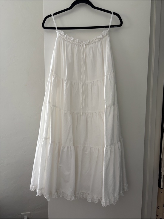 Nia Dresses & Skirts - White Tiered Lace-Trim Maxi Skirt